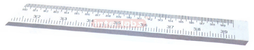 METER RULE, PLASTIC Horizontal reading, one edge graduated in mm and figured every cm, other edge graduated 1/10th of inch and figured every inch.